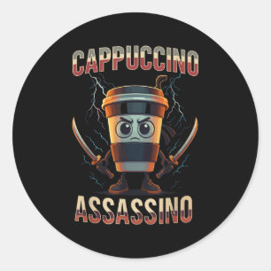 Sticker Rond Surreal Italian Brainrot Cappuccino Ino Funny Meme