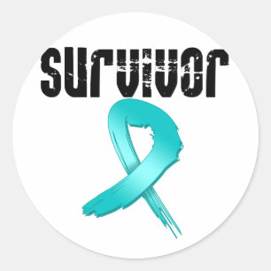 Sticker Rond SURVIVANT de cancer du col de l'utérus