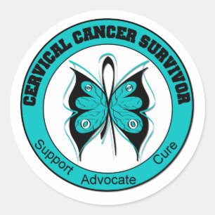 Sticker Rond Survivant de cancer du col de l'utérus