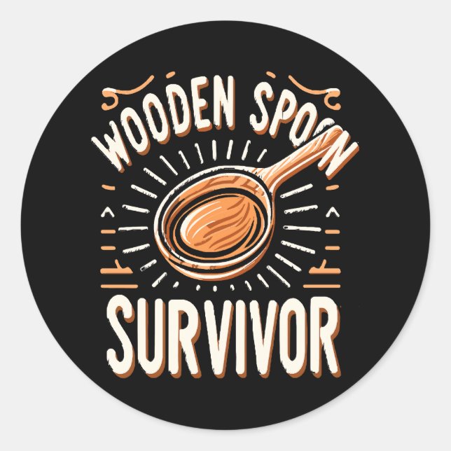 Sticker Rond Survivant de cuillère en bois (Devant)