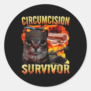Sticker Rond Survivant de la circoncision drôle Odly Spécifique