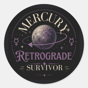 Sticker Rond Survivant de la rétrogradation de Mercure