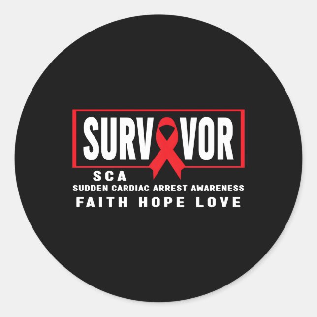 Sticker Rond Survivant de la Sca Arrestation cardiaque subite S (Devant)