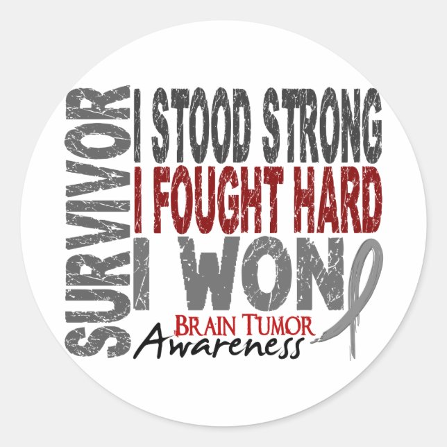 Sticker Rond Survivant de la tumeur cérébrale 4 (Devant)