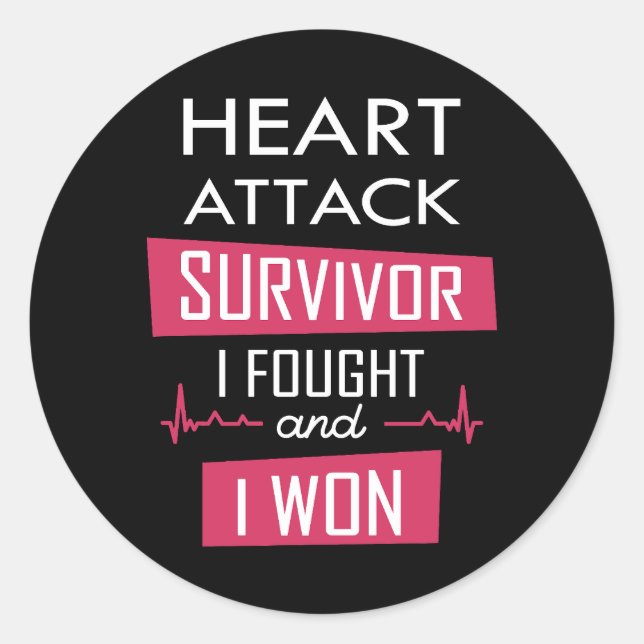 Sticker Rond Survivant de l'attaque cardiaque, je me suis battu (Devant)
