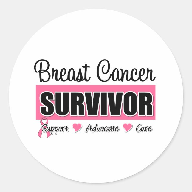 Sticker Rond Survivant du cancer du sein (Devant)
