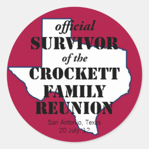 Sticker Rond Survivant officiel de la Réunion familiale du Texa