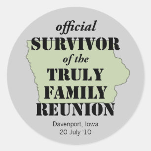 Sticker Rond Survivant officiel de la Réunion familiale - Iowa
