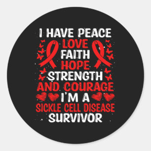 Sticker Rond Survivant Peace Hope Aimer Maladie de la faucille