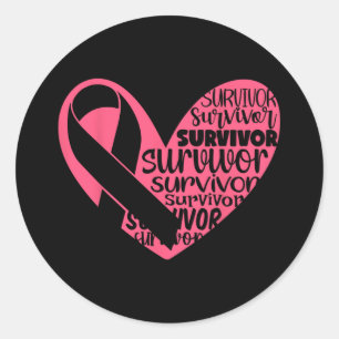 Sticker Rond Survivant Prix du cancer du sein du coeur