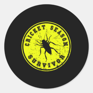 Sticker Rond Survivor Saison de Cricket Black Field Cricket Inv