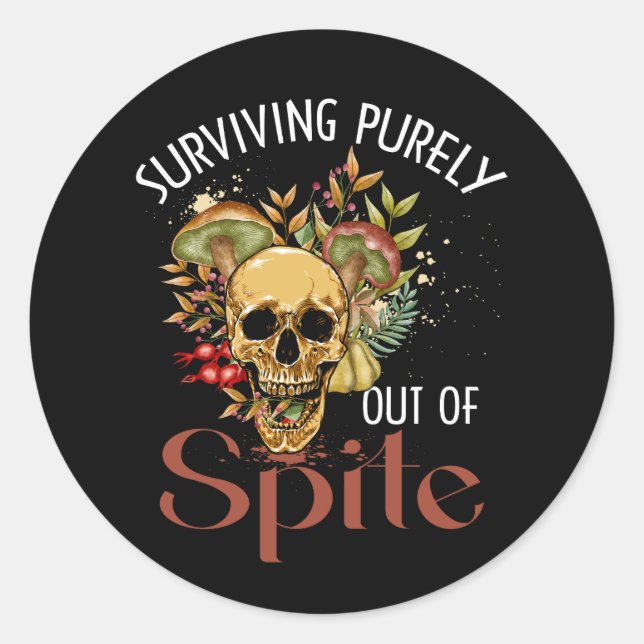 Sticker Rond Survivre Purement À Partir De Champignons De Cotta (Devant)