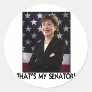 Sticker Rond Susan Collins, C'est ma sénatrice !
