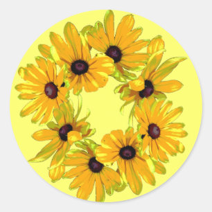 Sticker Rond Susans aux yeux noirs