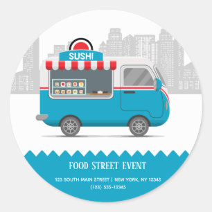 Sticker Rond Sushi alimentaire de camion de rue