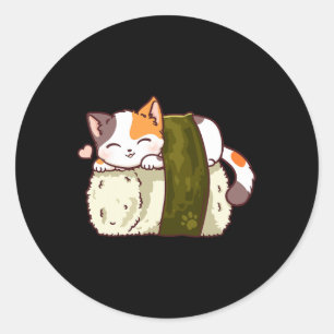 Sticker Rond Sushi Cat Kawaii Anime Neko Japonais