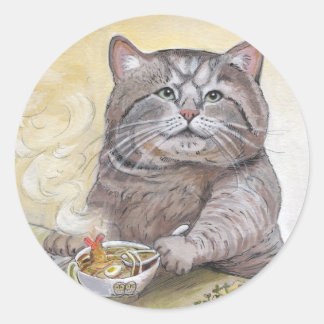 Sticker Rond Sushi Cat Tempura Udon