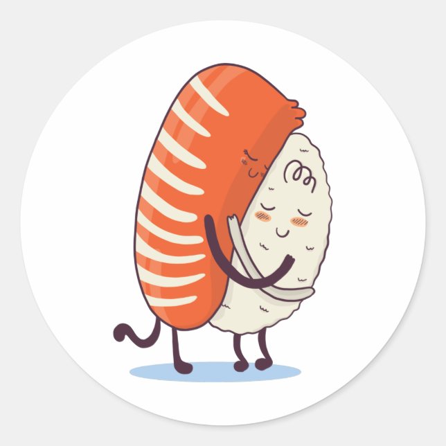 Sticker Rond Sushi Hug Cute Kawaii Japonais (Devant)