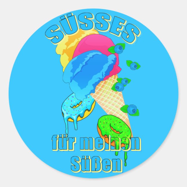 Sticker Rond SÜSSES für meinen Süßen Eis Donut Blaubeeren (Devant)