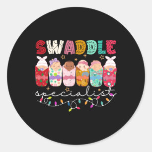 Sticker Rond Swaddle Spécialiste Nicu Mother Baby Elf Xmas Matc