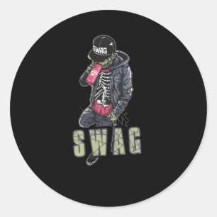 Sticker Rond Swag zombie