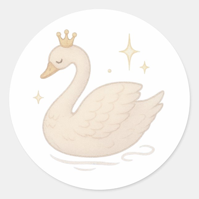 Sticker Rond Swan with crown (Devant)