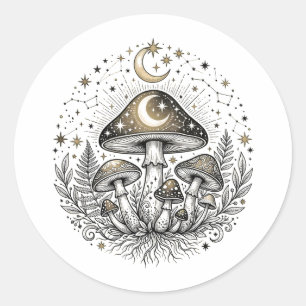 Sticker Rond Sweat à capuche graphique loup géométrique