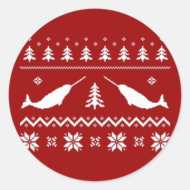 Sticker Rond Sweater de Narwhal Christmas (Devant)