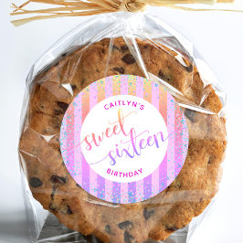 Sticker Rond Sweet 16 anniversaire arc-en-ciel ombre script par