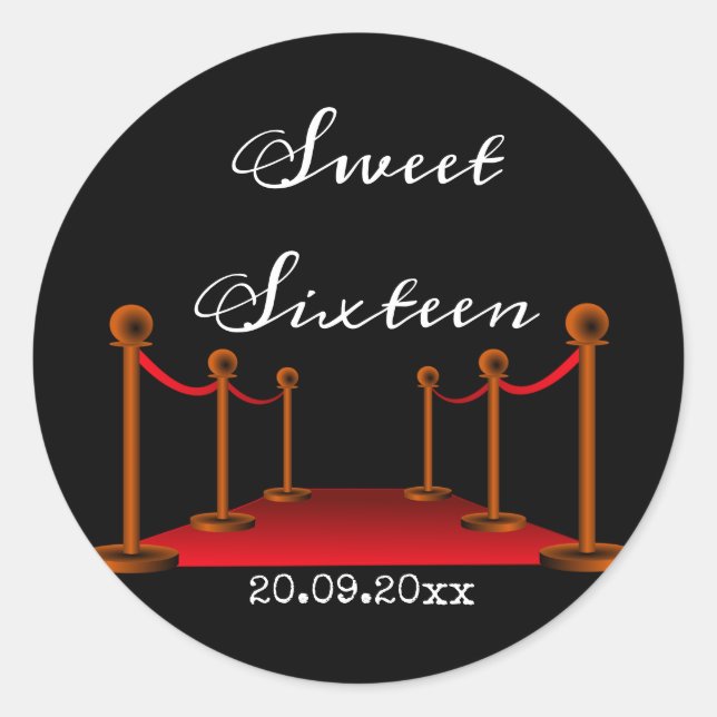 Sticker Rond Sweet 16 Anniversaire Hollywood Tapis rouge (Devant)