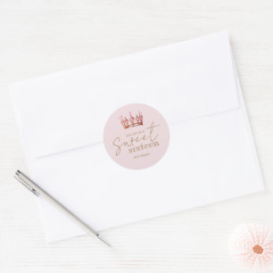 Sticker Rond Sweet 16 Blush rose & Gold Crown Anniversaire