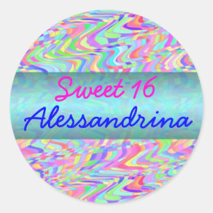 Sticker Rond Sweet 16 Candy Confetti personnalisable