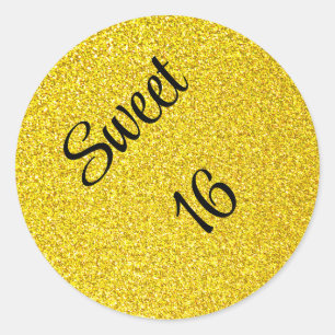 Sticker Rond Sweet 16 Seize Anniversaire Parties scintillant d'