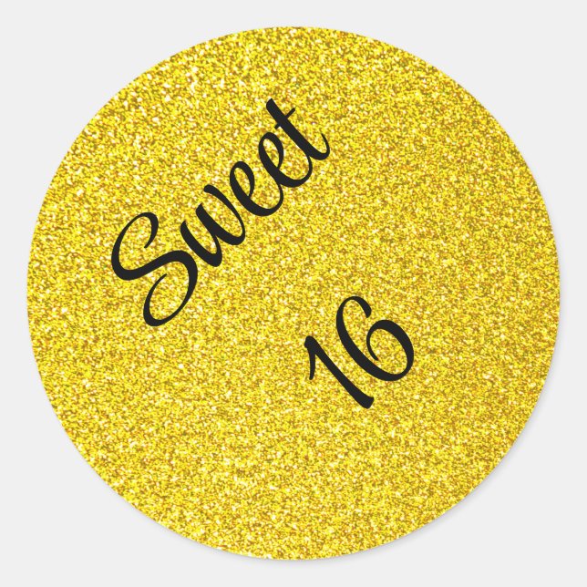 Sticker Rond Sweet 16 Seize Anniversaire Parties scintillant d' (Devant)