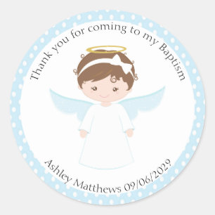 Sticker Rond Sweet Angel Baptism Premier Parti Communion