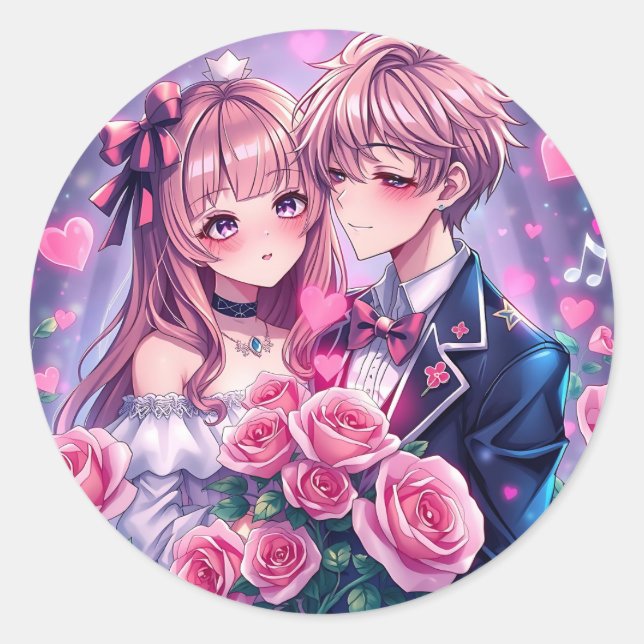 Sticker Rond Sweet Anime Saint Valentin (Devant)