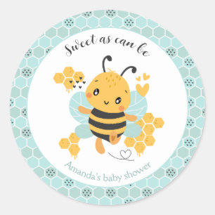 Sticker Rond Sweet as Can Bee Baby Baby shower