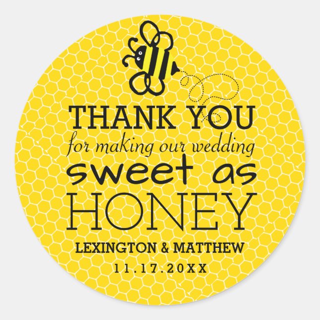 Sticker Rond Sweet As Honey Wedey Favoriser (Devant)