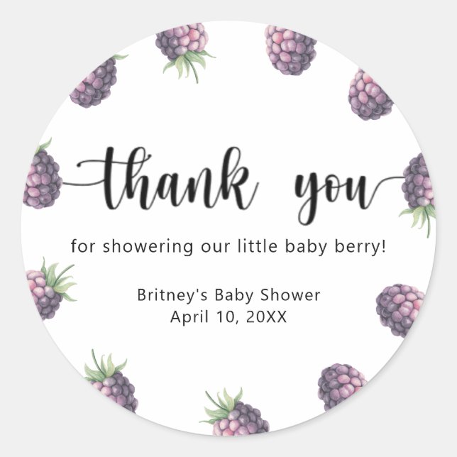 Sticker Rond Sweet Blackberry - merci (Devant)