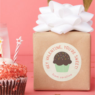 Sticker Rond Sweet Cupcake Kids Classe Saint Valentin