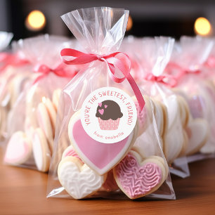 Sticker Rond Sweet Cupcake Kids Classe Saint Valentin