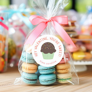 Sticker Rond Sweet Cupcake Kids Classe Saint Valentin