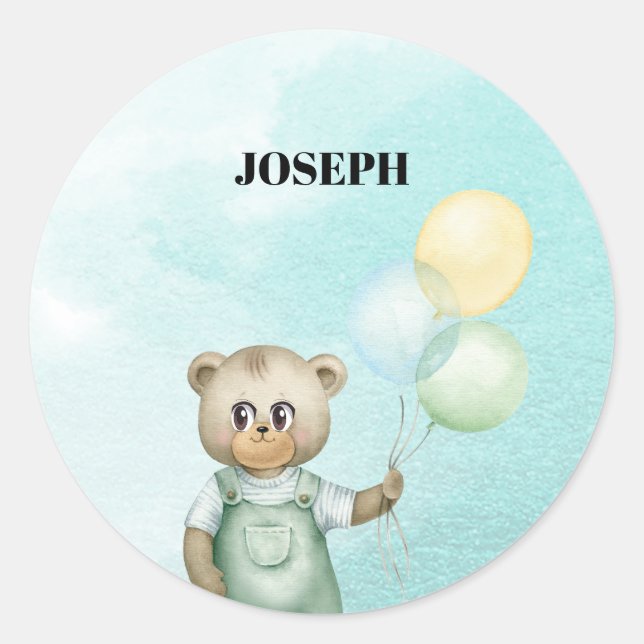 Sticker Rond Sweet green baby bear baby (Devant)