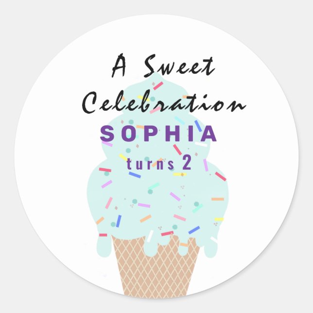 Sticker Rond Sweet Ice Cream Birthday  (Devant)