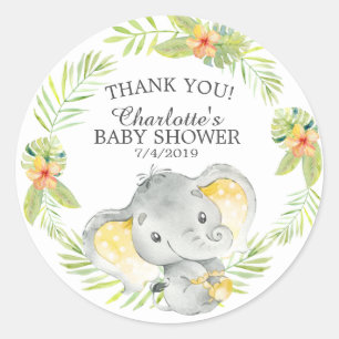Sticker Rond Sweet Jungle Elephant Baby shower Favor Merci