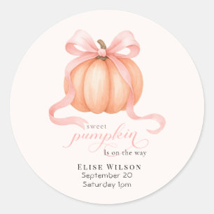 Sticker Rond Sweet Little citrouille rose arc est en chemin
