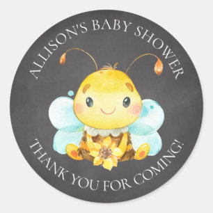 Sticker Rond Sweet Little Honey Bee Baby Douche Merci Clas