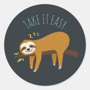 Sticker Rond Sweet Napping Sloth "Take It Easy"