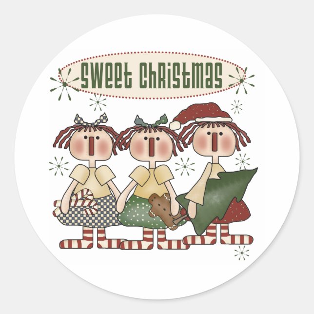 Sticker Rond Sweet Noël Rag Dolls Holiday (Devant)