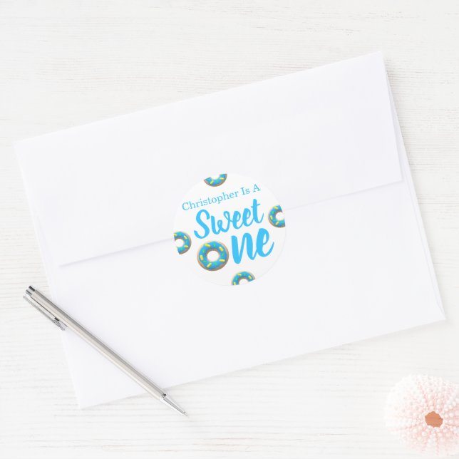Sticker Rond Sweet One Donut 1er anniversaire (Enveloppe)